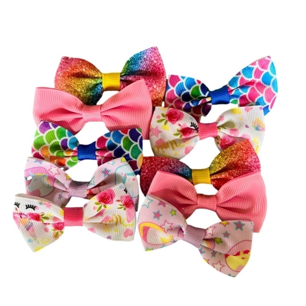 NWOT 🥀 Girl's Colorful Cute 2PK Hair Bow Clips - Picture 1 of 10